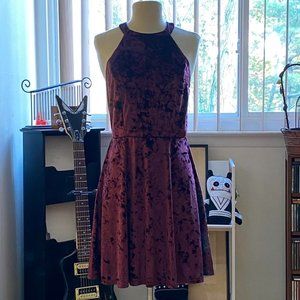 Burgundy Crush Velvet Halter Dress. Xhilaration. Size S.
